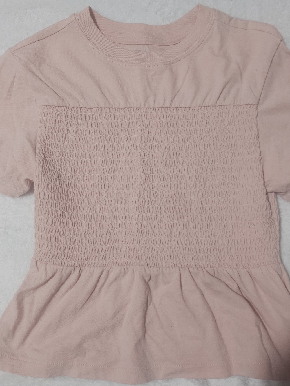 Girls Pink Smocked Peplum Blouse - Kids